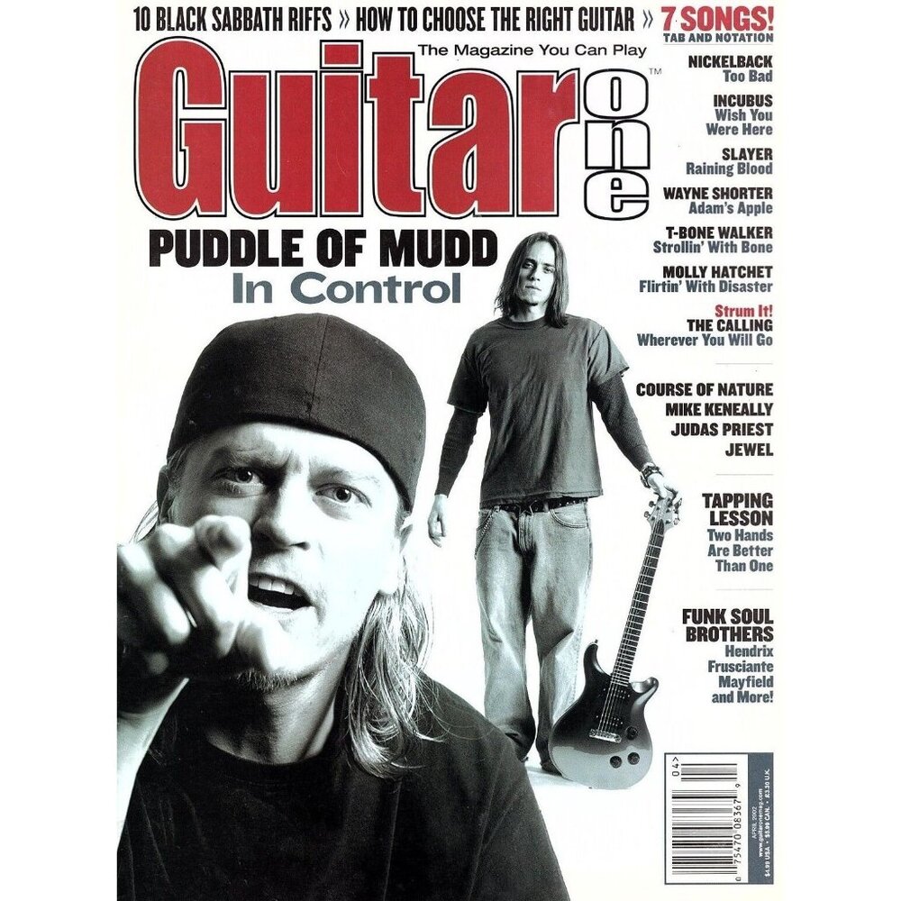 Guitar One Magazine April 2002 Puddle of Mudd 10 Black Sabbath Riffs Tapping